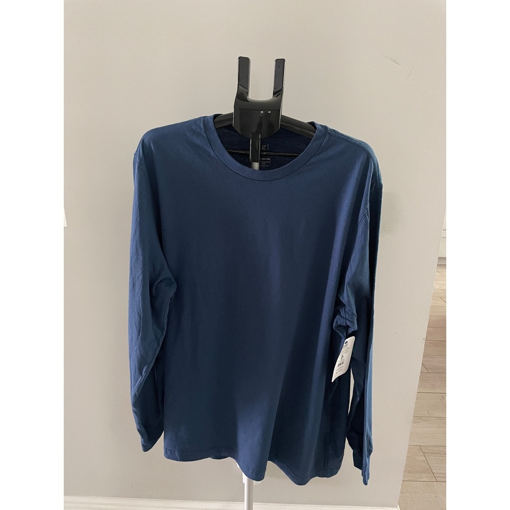 George Mens Blue Long Sleeve Cotton Crew Neck T Shirt Size 3XL Tall 54-56